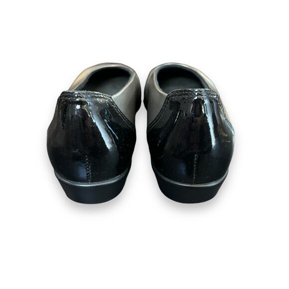 SAS Coco Slip On Loafers Womens 8N NARROW Pewter Metallic Black Patent Cap Toe - Picture 4 of 8